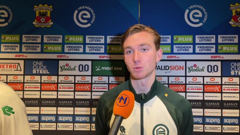 PSV-huurling Tygo Land tijdens een eerder interview als speler van FC Groningen